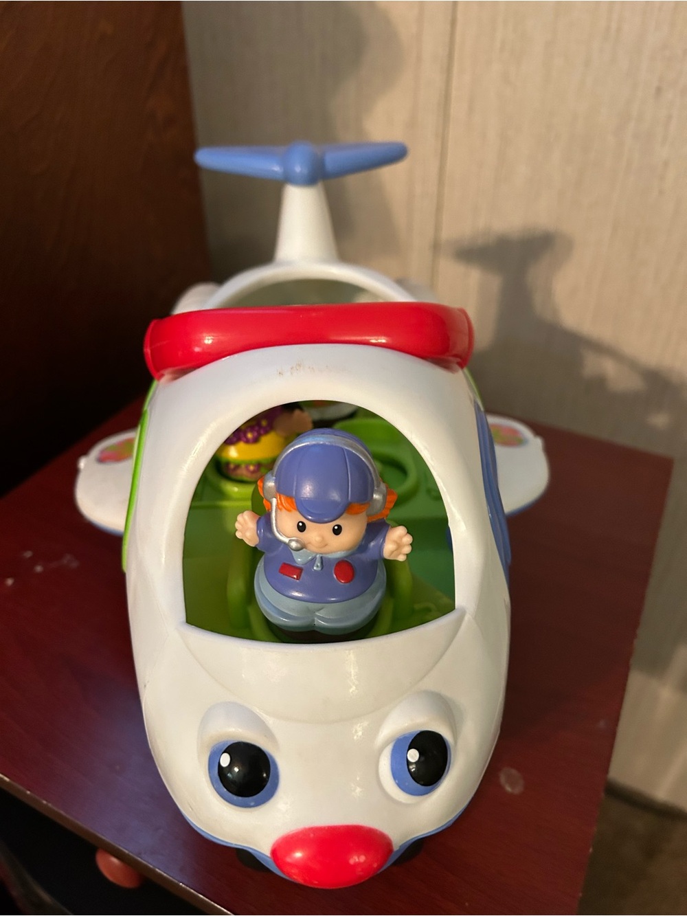 Fisher-Price White, Blue, Red Kids Airplane Toy with Pilot